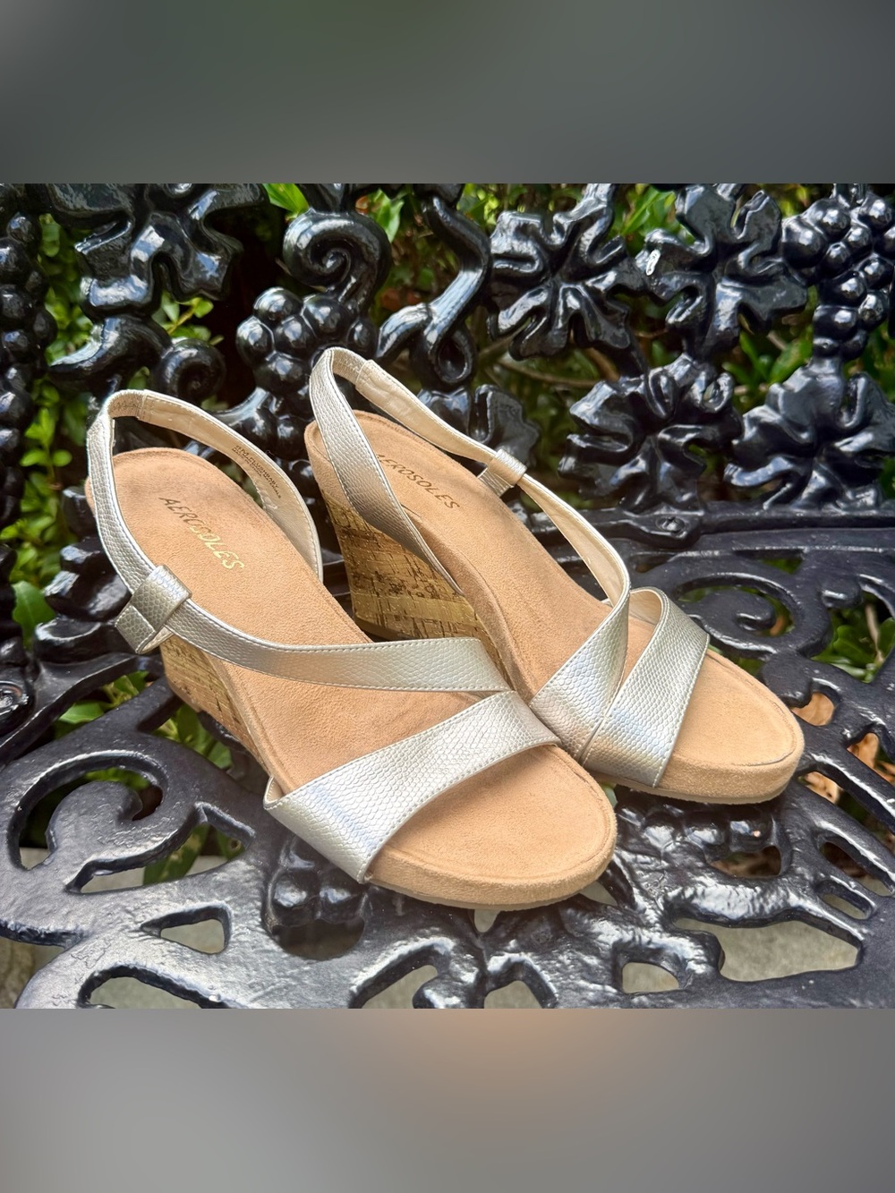 New Aerosoles metallic sedge sandal